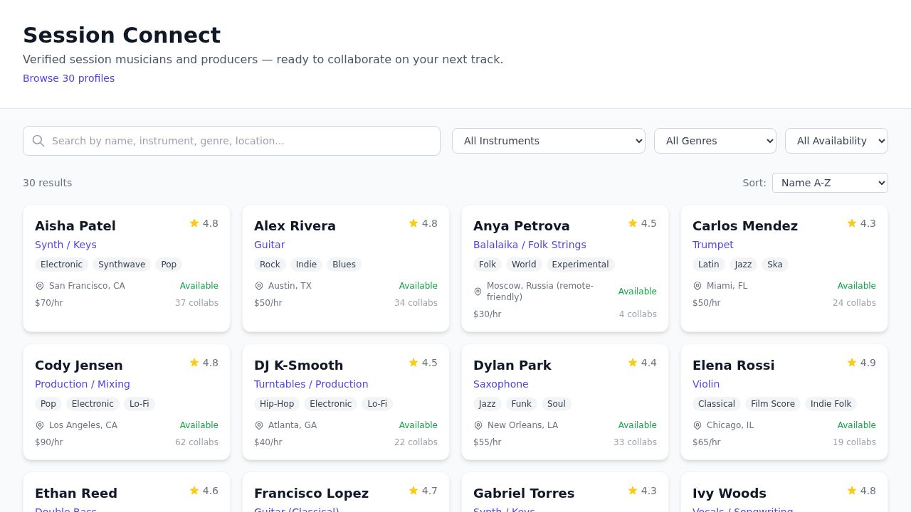screenshot of collab-directory
