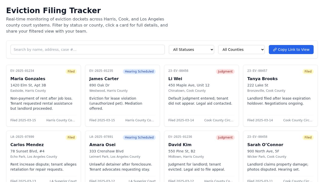 screenshot of eviction-docket-tracker