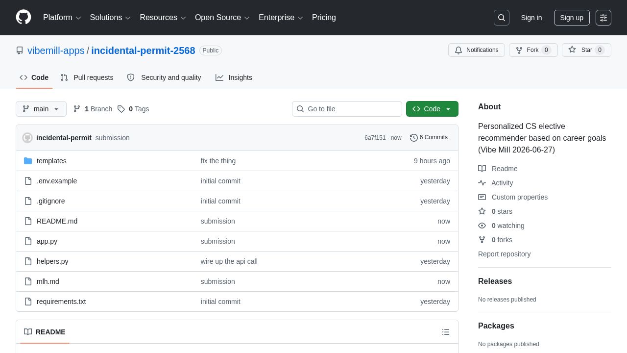 screenshot of incidental-permit-2568
