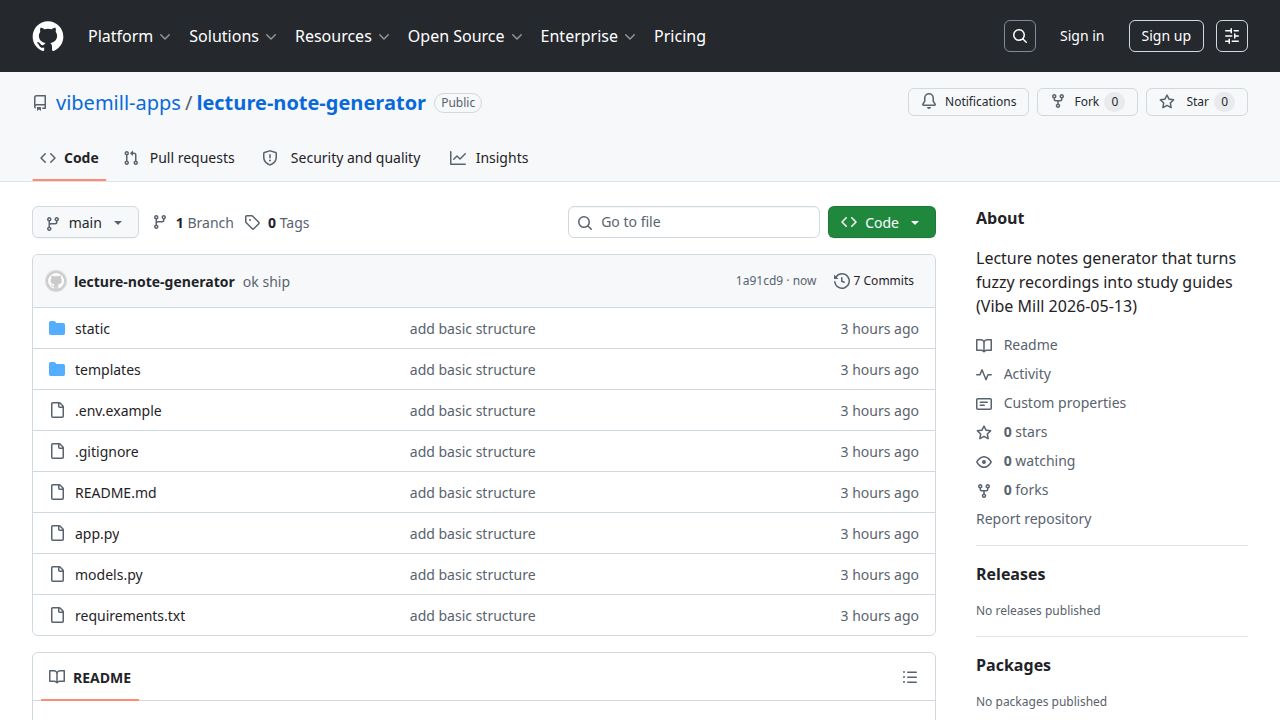 screenshot of lecture-note-generator