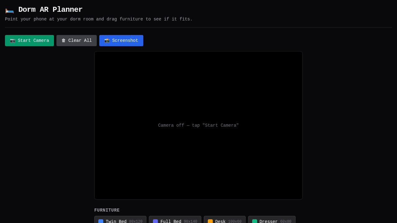 screenshot of room-ar-planner