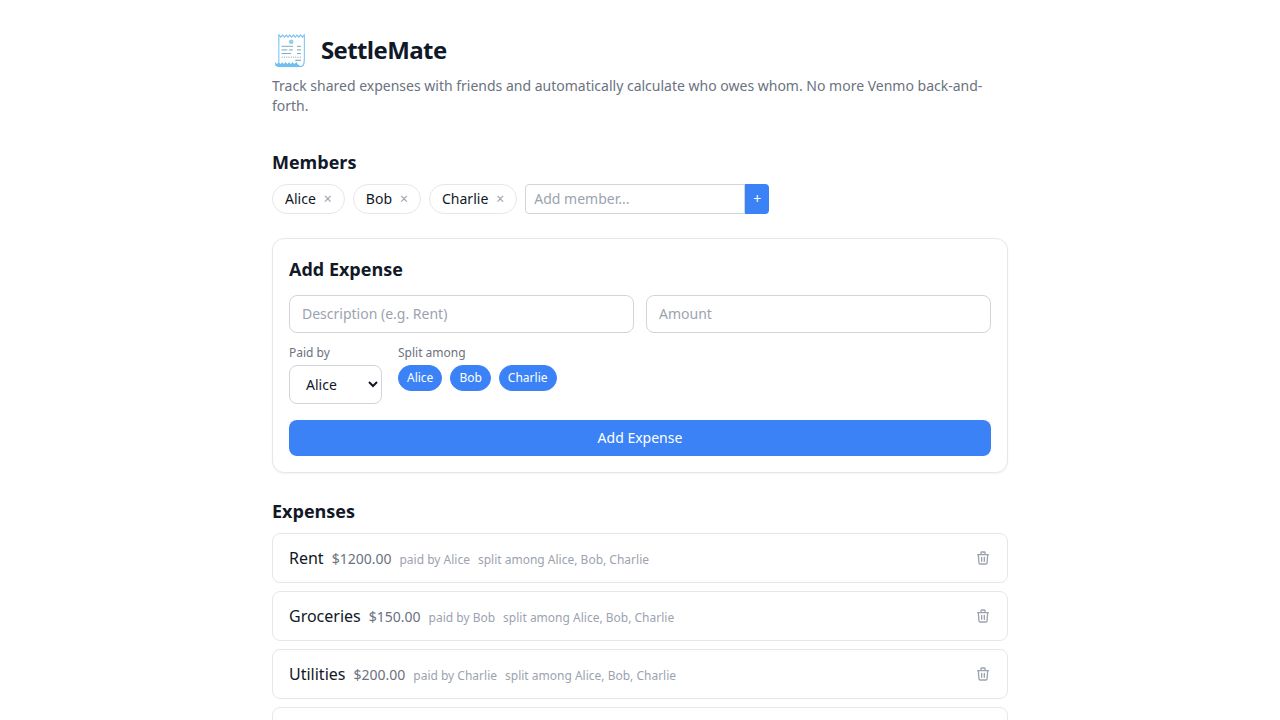 screenshot of split-settle